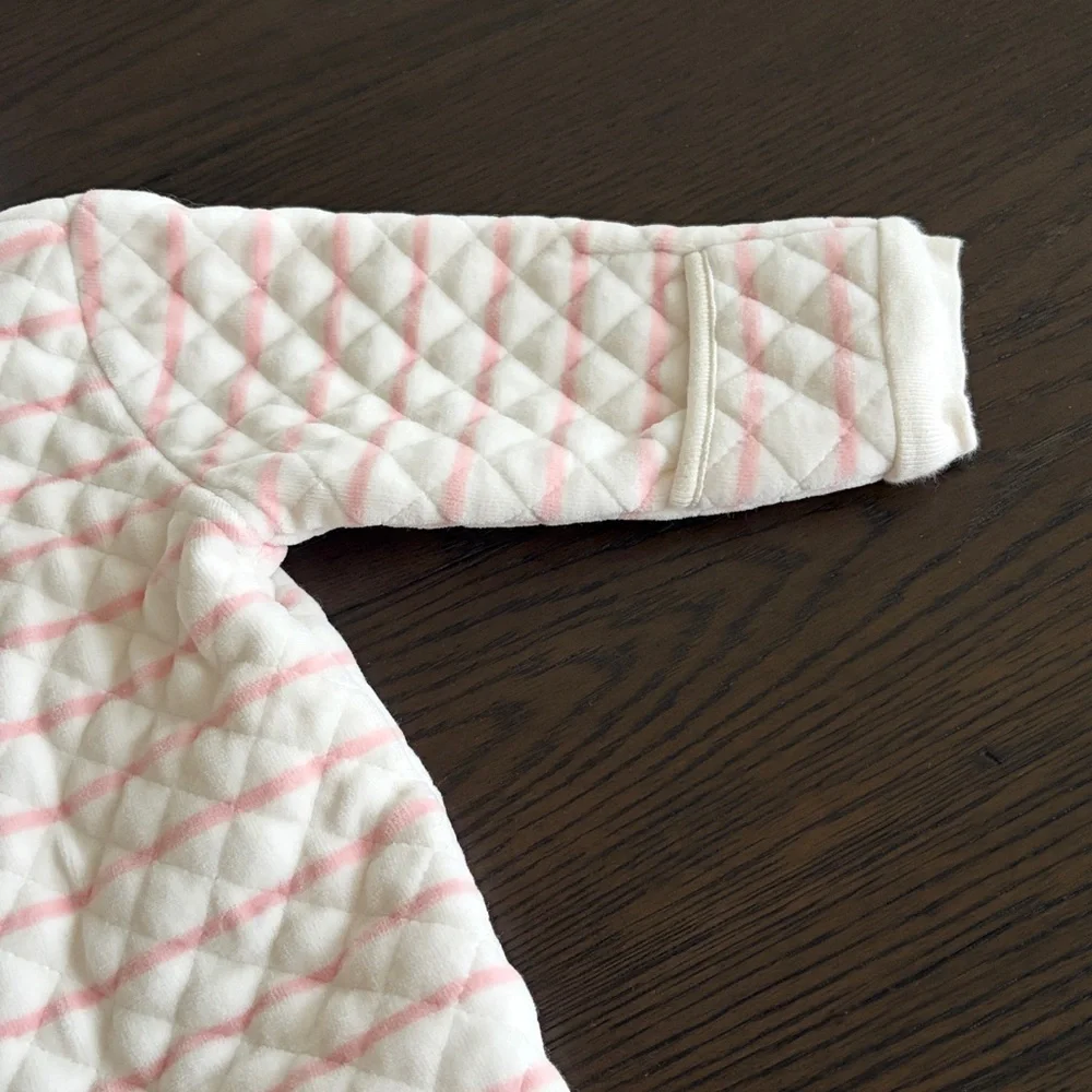 Nordstrom Striped Bunting Ivory & Pink Footie (9M)